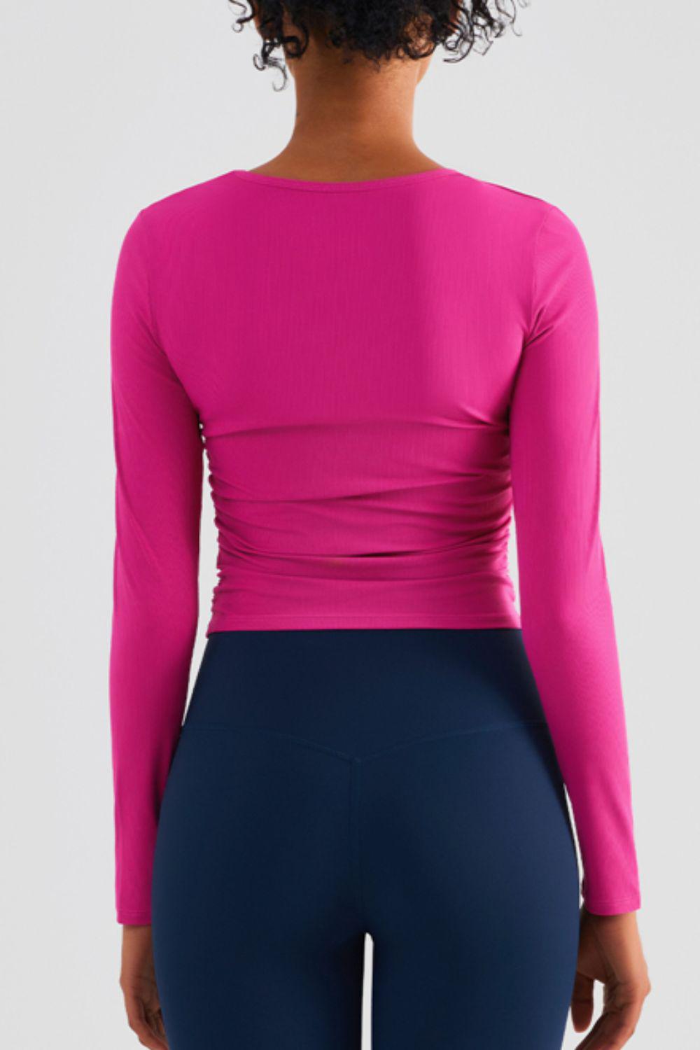 Lightweight Round Neck Long Sleeve Sports Top-TOPS / DRESSES-[Adult]-[Female]-2022 Online Blue Zone Planet