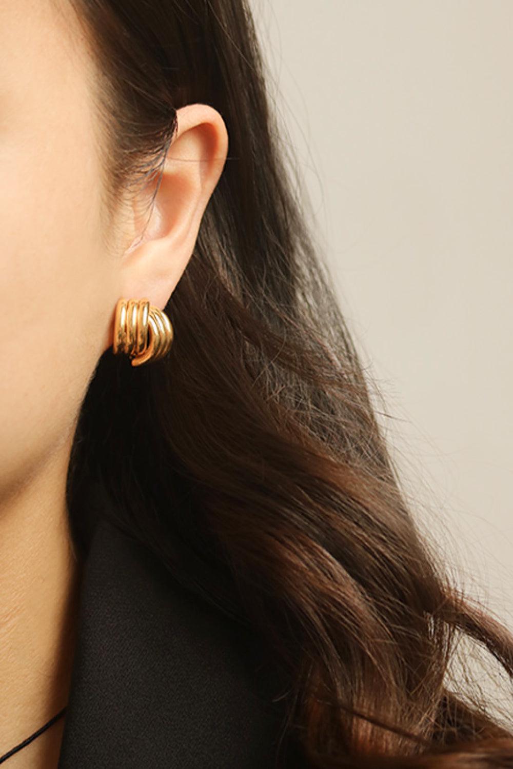 Line Design Stud Earrings-EARRINGS-[Adult]-[Female]-Gold-One Size-2022 Online Blue Zone Planet