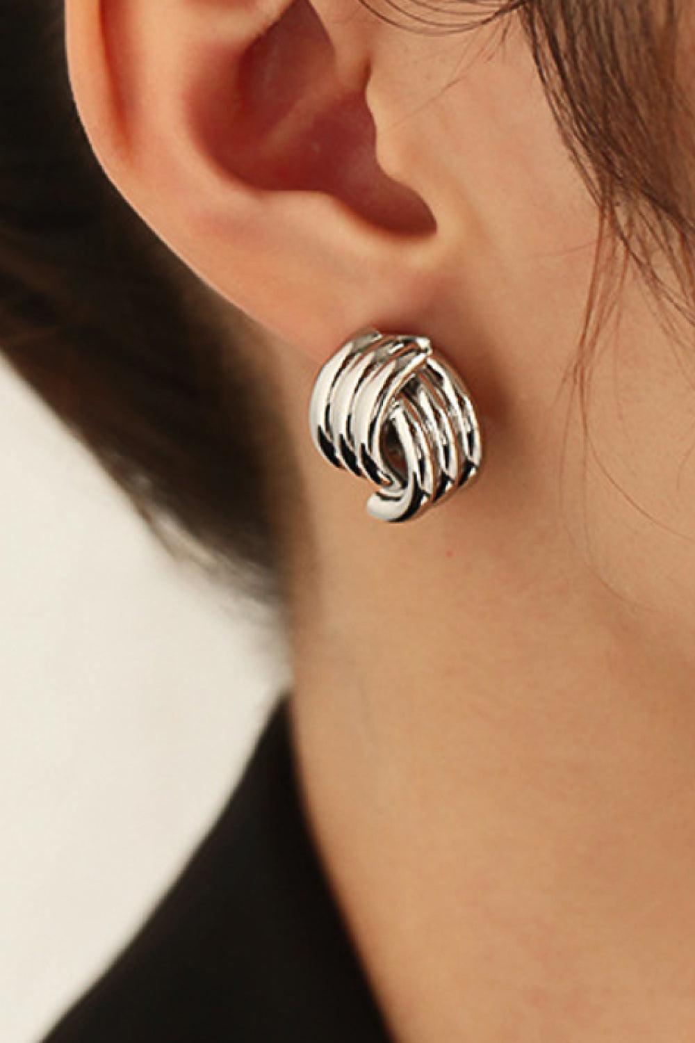 Line Design Stud Earrings-EARRINGS-[Adult]-[Female]-Silver-One Size-2022 Online Blue Zone Planet