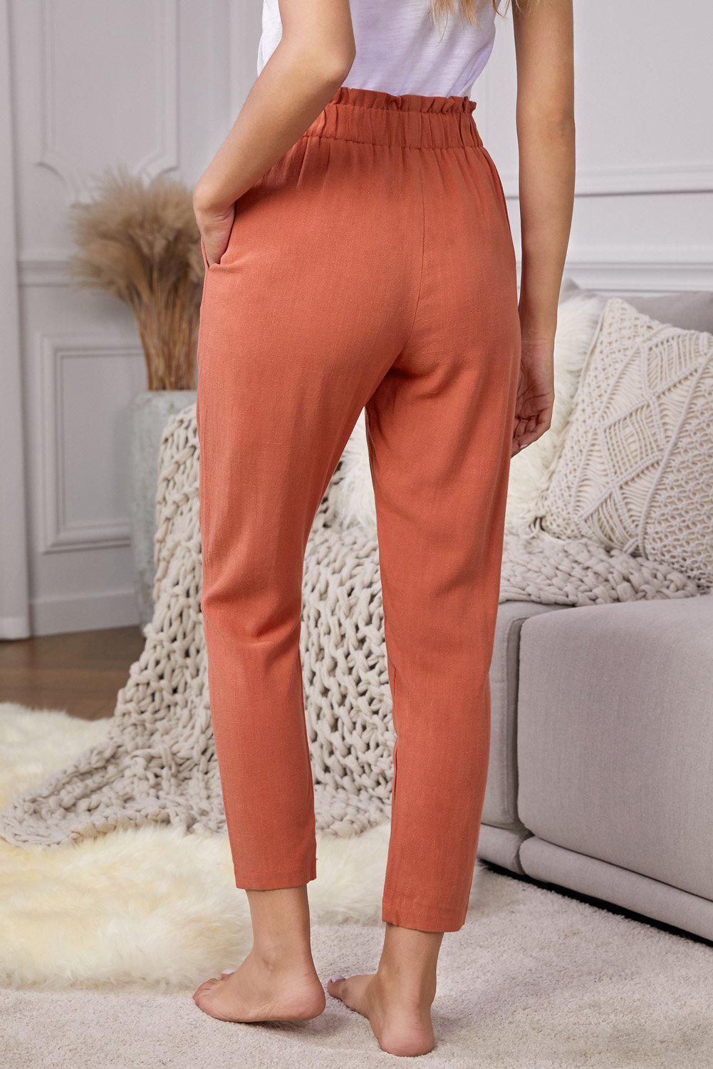 Linen Blend Pocketed Pants BLUE ZONE PLANET