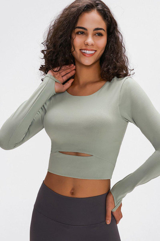 Long Sleeve Cropped Top With Sports Strap BLUE ZONE PLANET