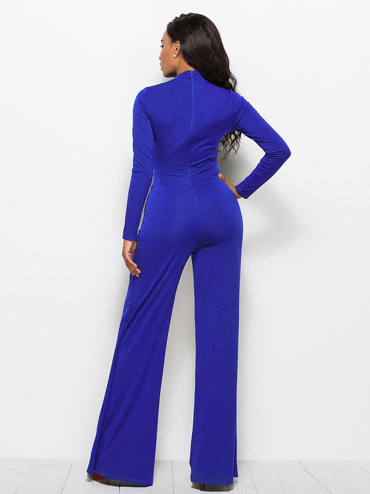 Long Sleeve Mock Neck Wide Leg Jumpsuit BLUE ZONE PLANET