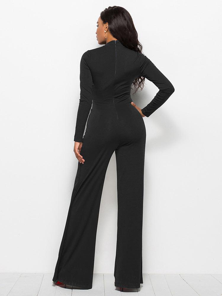 Long Sleeve Mock Neck Wide Leg Jumpsuit BLUE ZONE PLANET