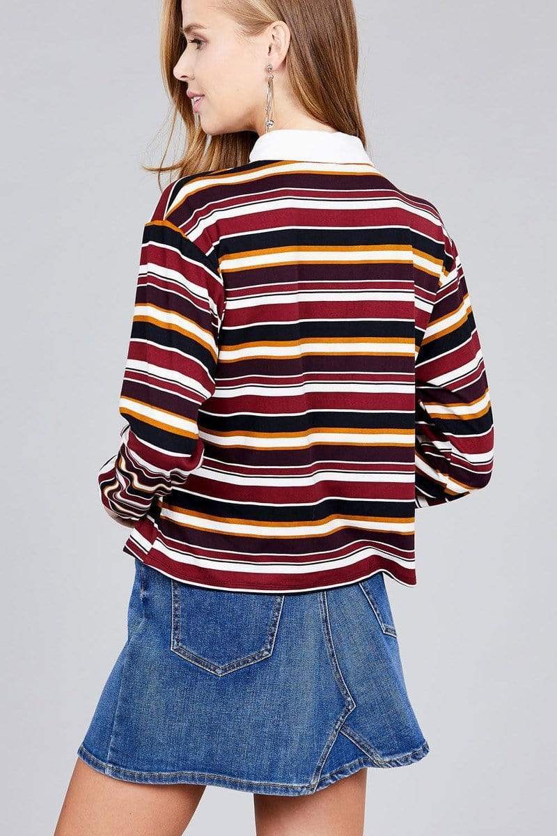 Long sleeve striped shirt-TOPS / DRESSES-[Adult]-[Female]-Blue Zone Planet