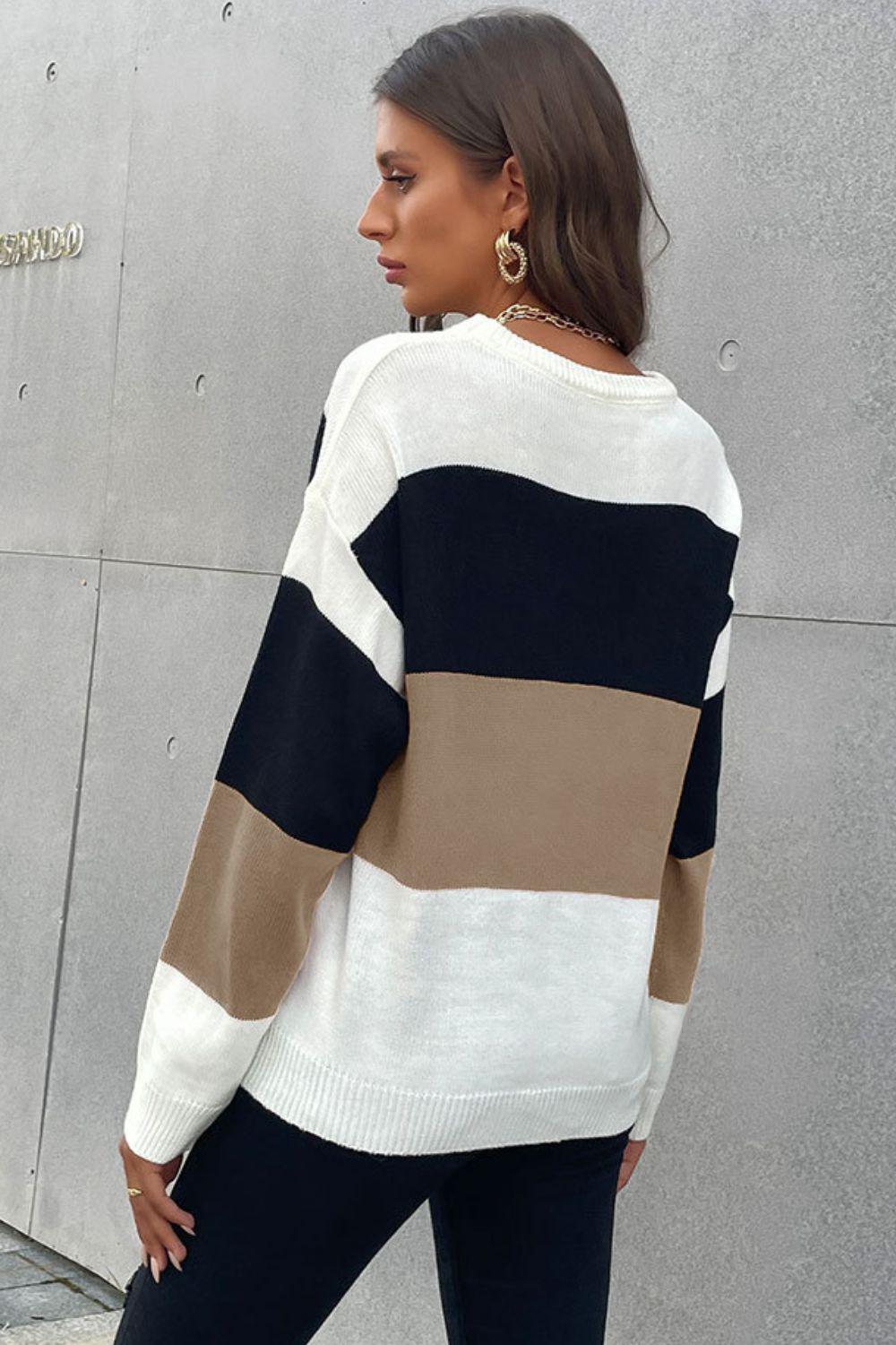 Longing For Fall Color Block Sweater-TOPS / DRESSES-[Adult]-[Female]-Blue Zone Planet