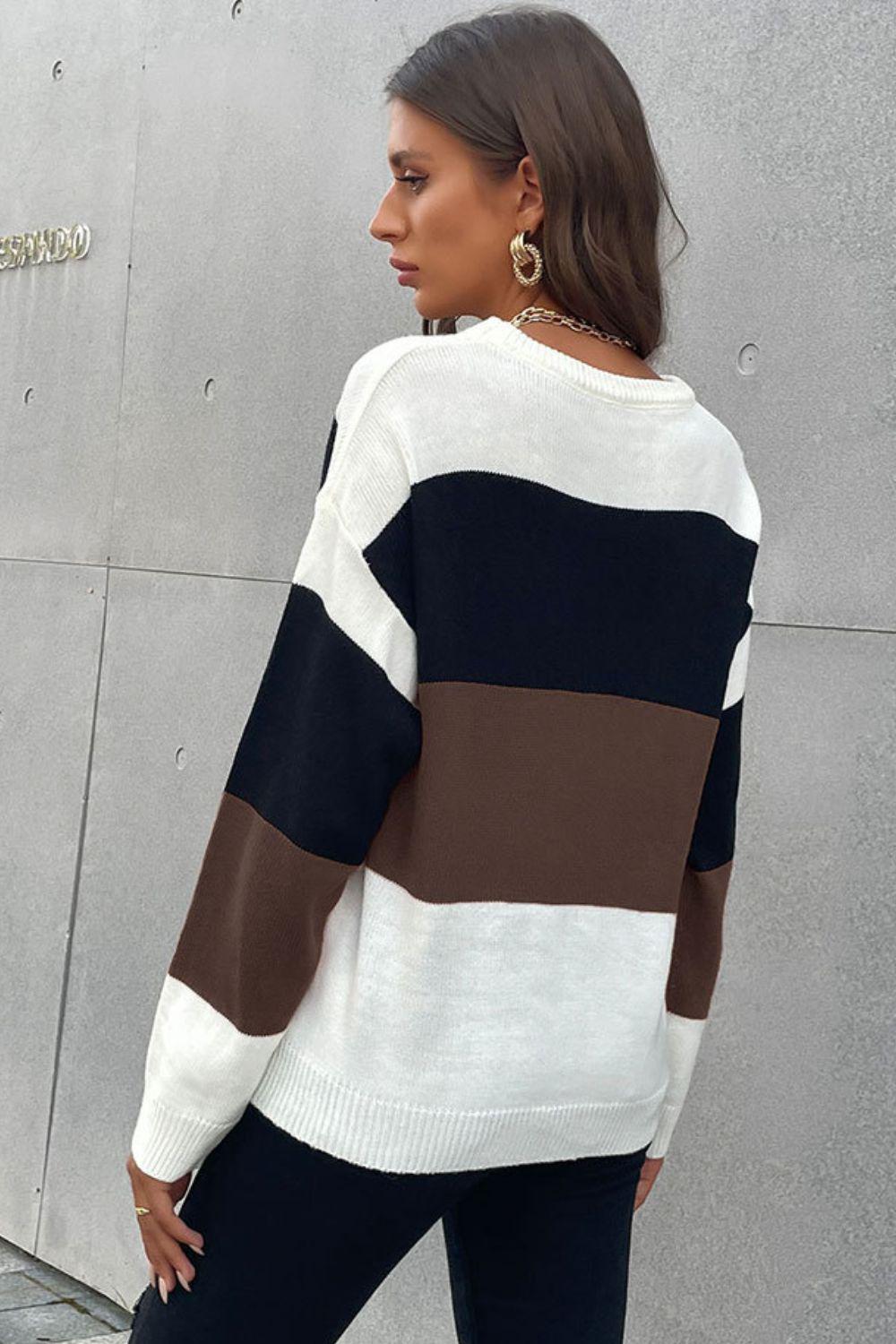 Longing For Fall Color Block Sweater-TOPS / DRESSES-[Adult]-[Female]-Blue Zone Planet
