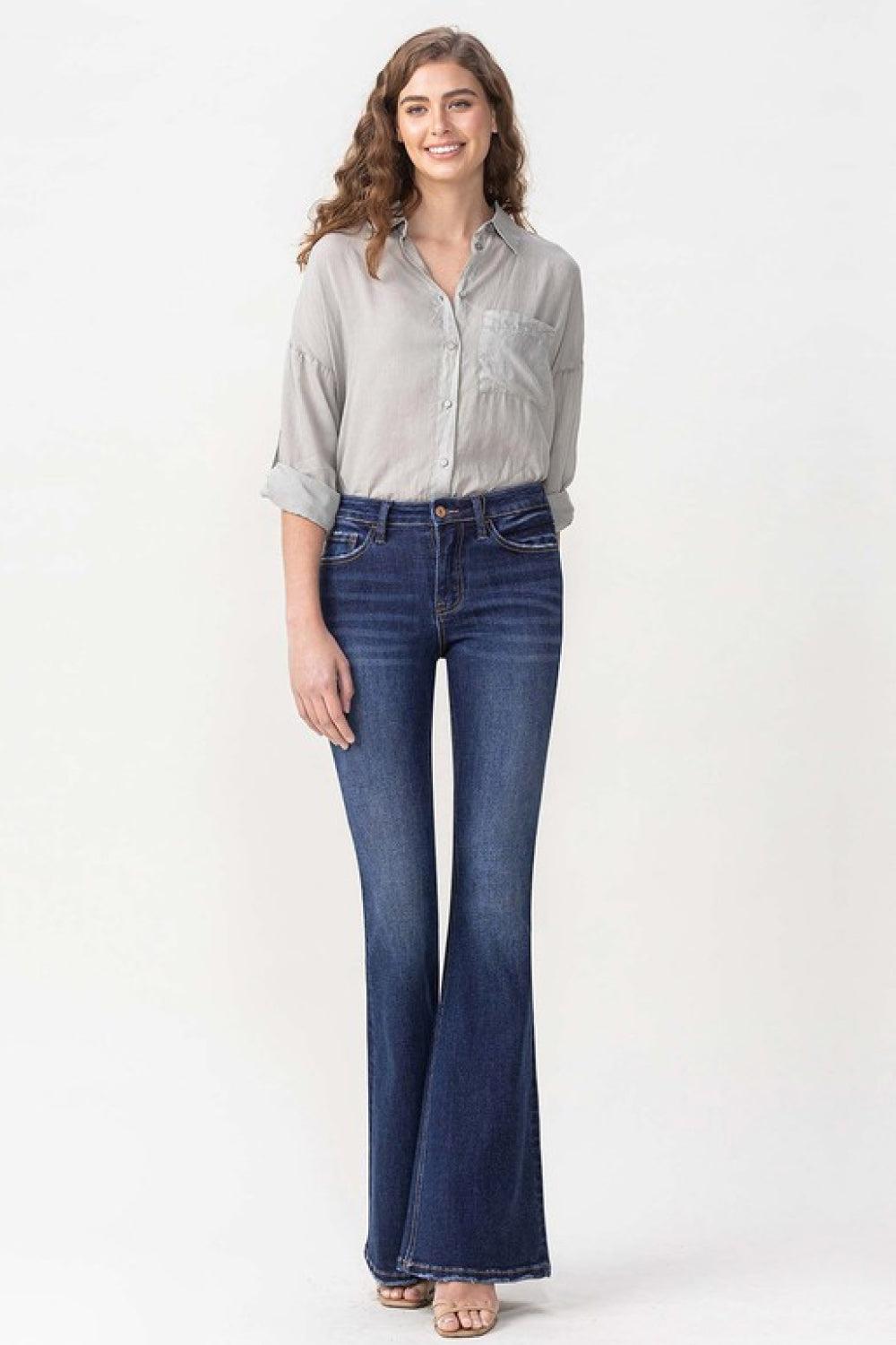 Lovervet Full Size Joanna Midrise Flare Jeans BLUE ZONE PLANET