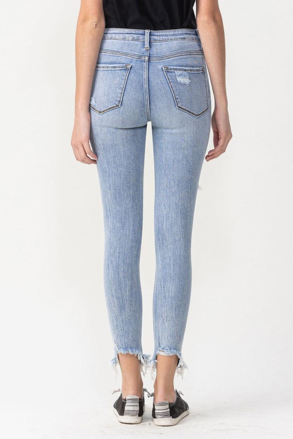 Lovervet Full Size Lauren Distressed High Rise Skinny Jeans BLUE ZONE PLANET