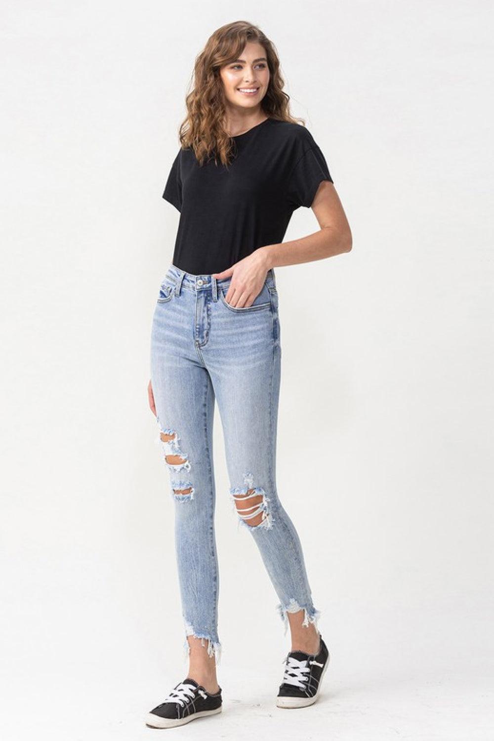 Lovervet Full Size Lauren Distressed High Rise Skinny Jeans BLUE ZONE PLANET