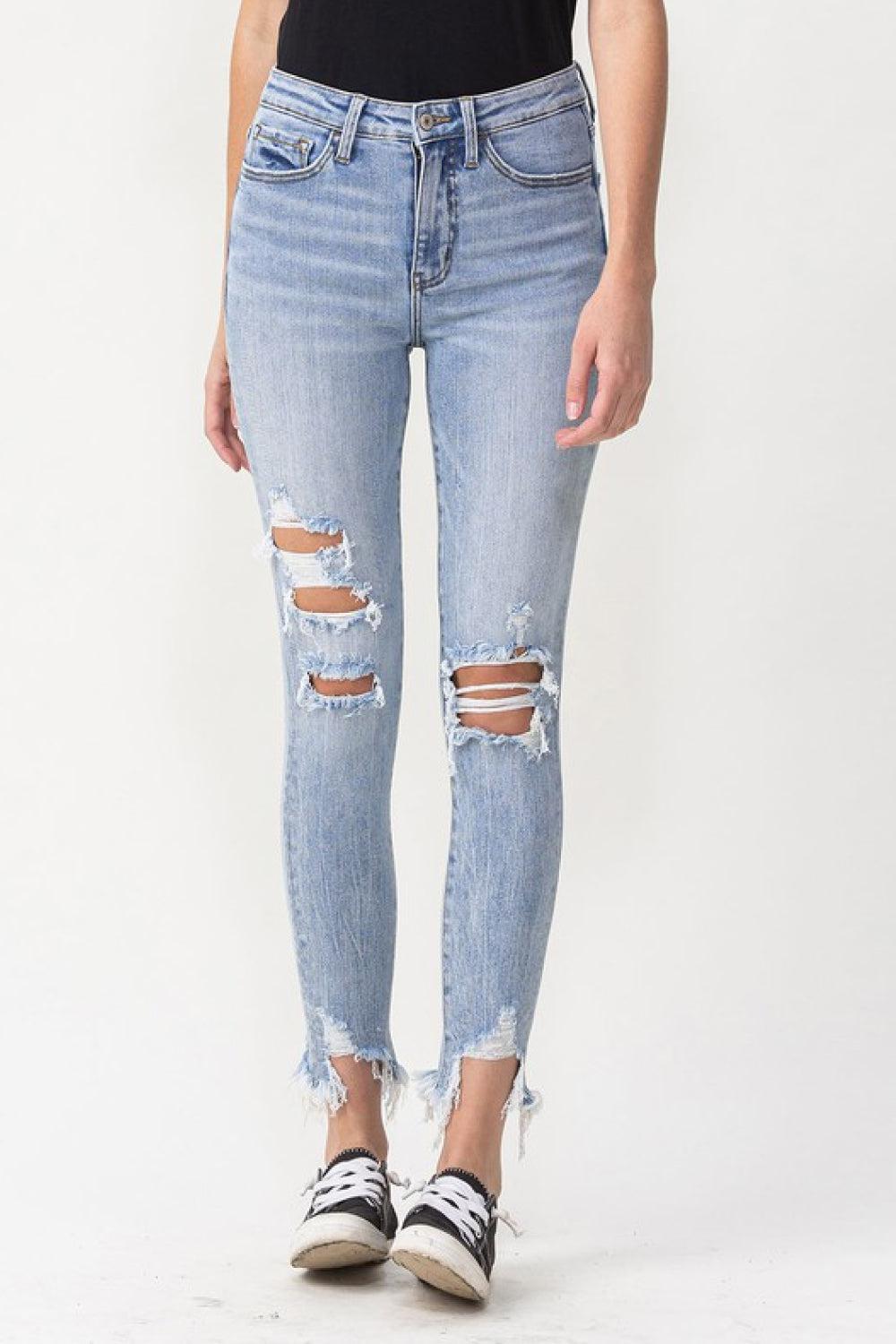 Lovervet Full Size Lauren Distressed High Rise Skinny Jeans BLUE ZONE PLANET