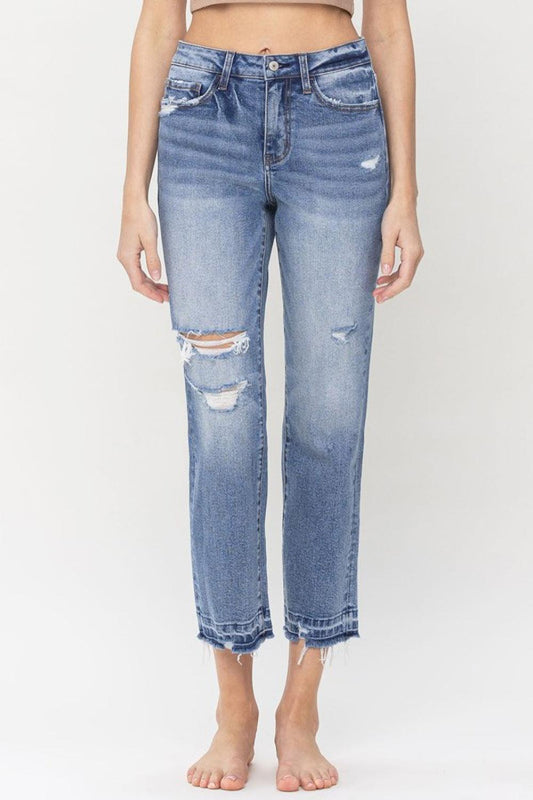 Lovervet Full Size Lena High Rise Crop Straight Jeans BLUE ZONE PLANET