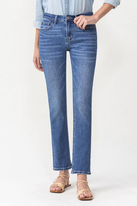 Lovervet Full Size Maggie Midrise Slim Ankle Straight Jeans BLUE ZONE PLANET