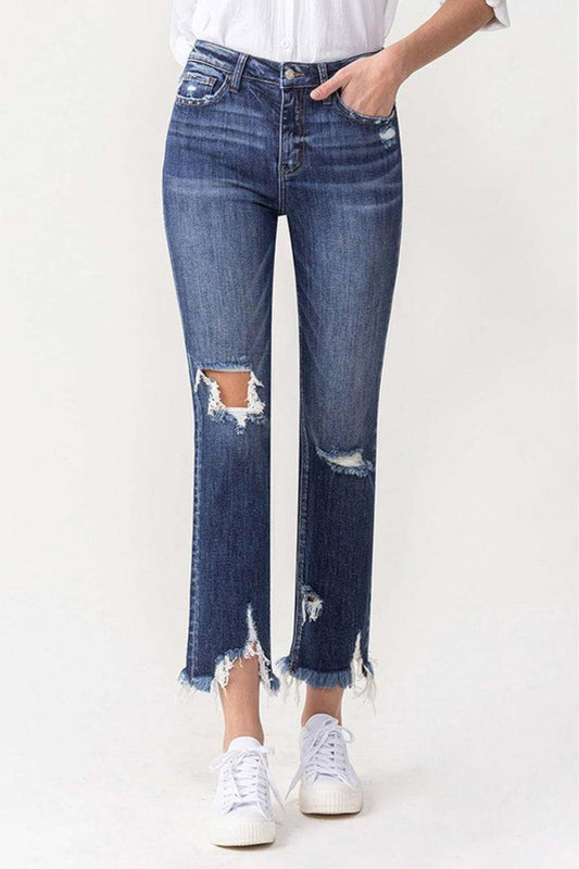 Lovervet Jackie Full Size High Rise Crop Straight Leg Jeans BLUE ZONE PLANET