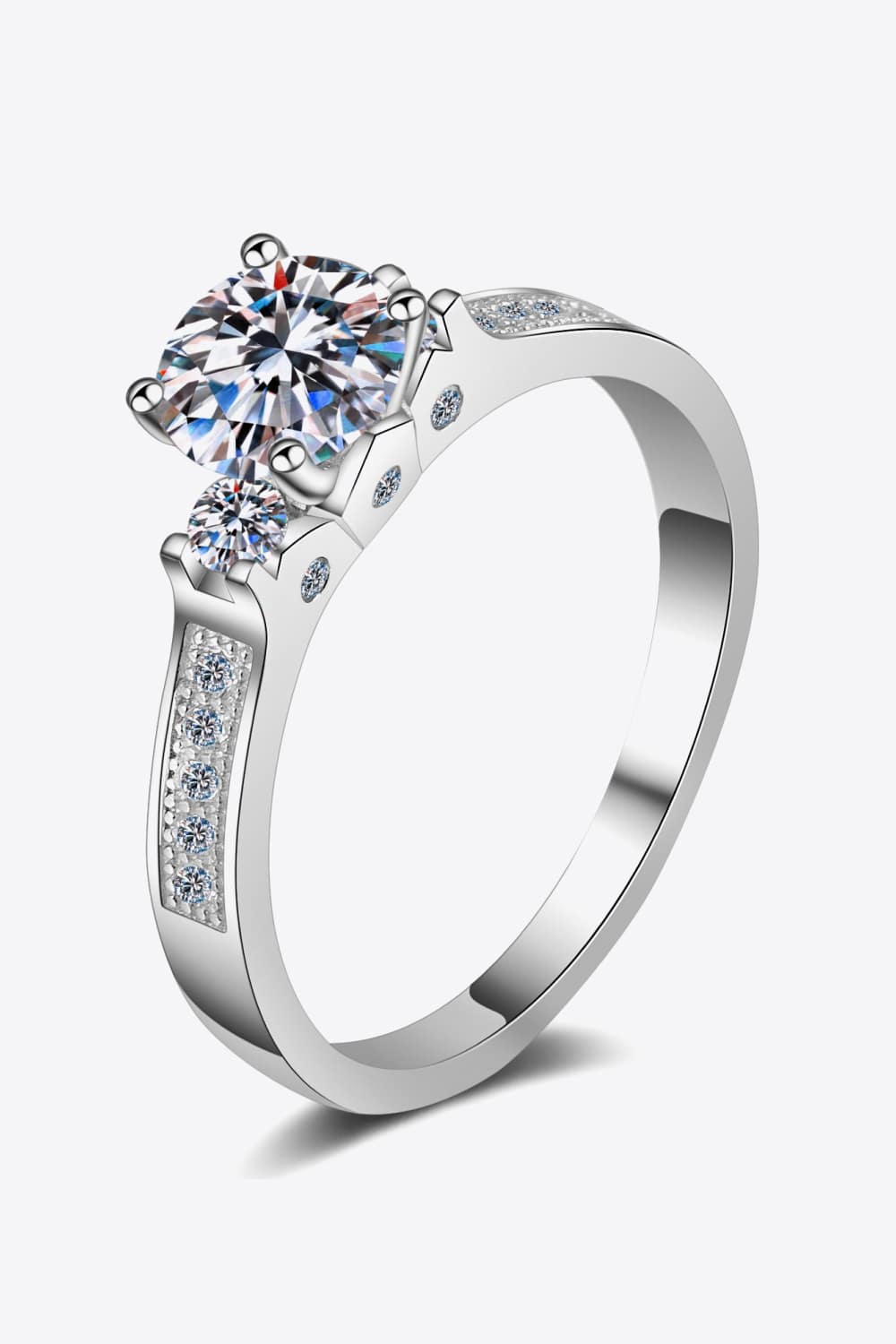 Lucky Charm Moissanite Rhodium-Plated Ring BLUE ZONE PLANET