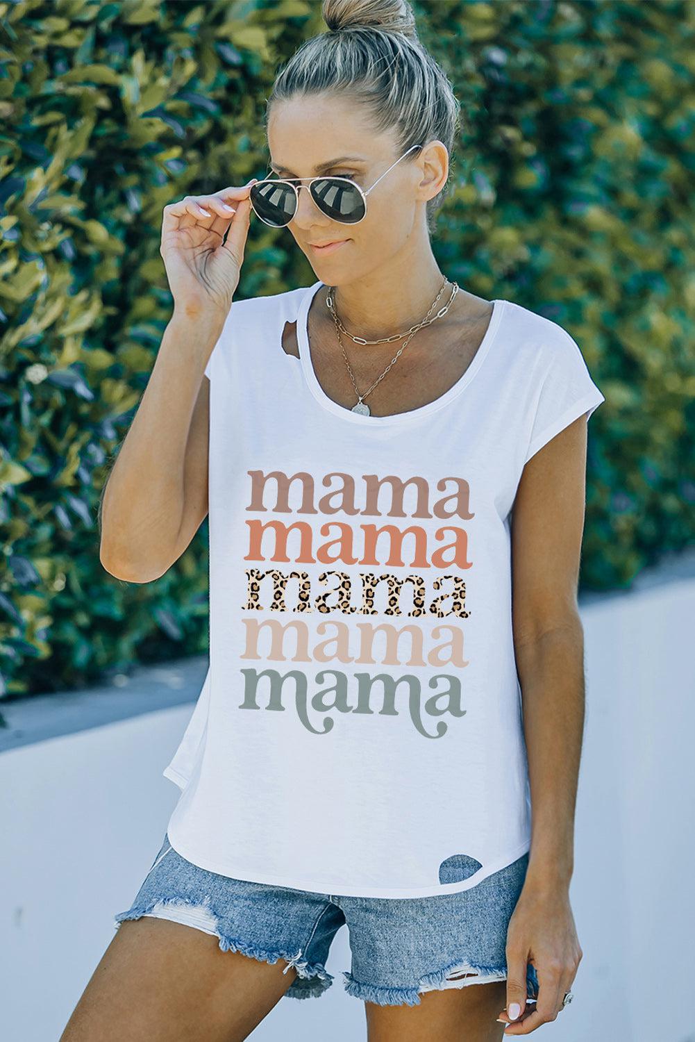 MAMA Graphic Cutout Tee-TOPS / DRESSES-[Adult]-[Female]-2022 Online Blue Zone Planet