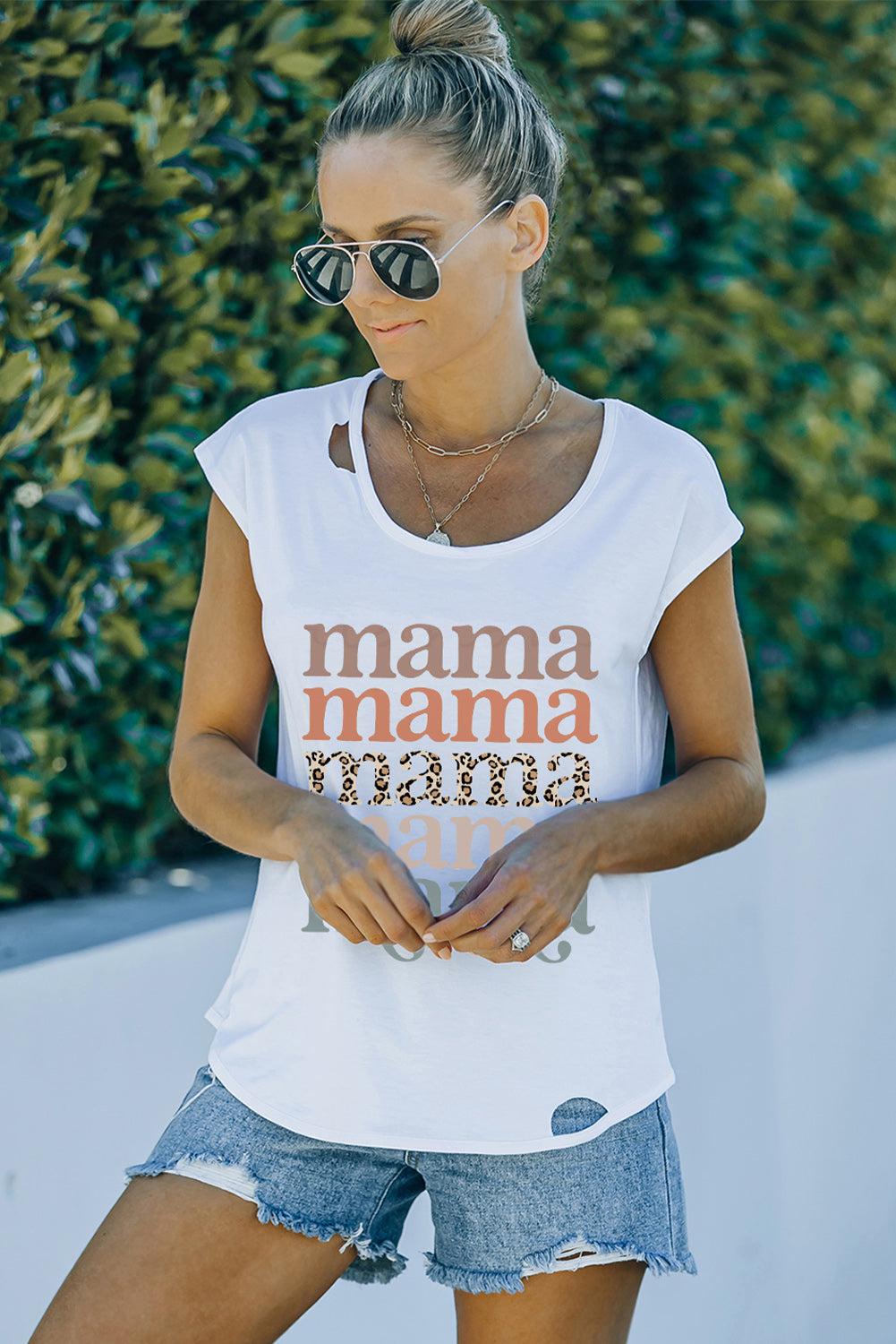 MAMA Graphic Cutout Tee-TOPS / DRESSES-[Adult]-[Female]-2022 Online Blue Zone Planet