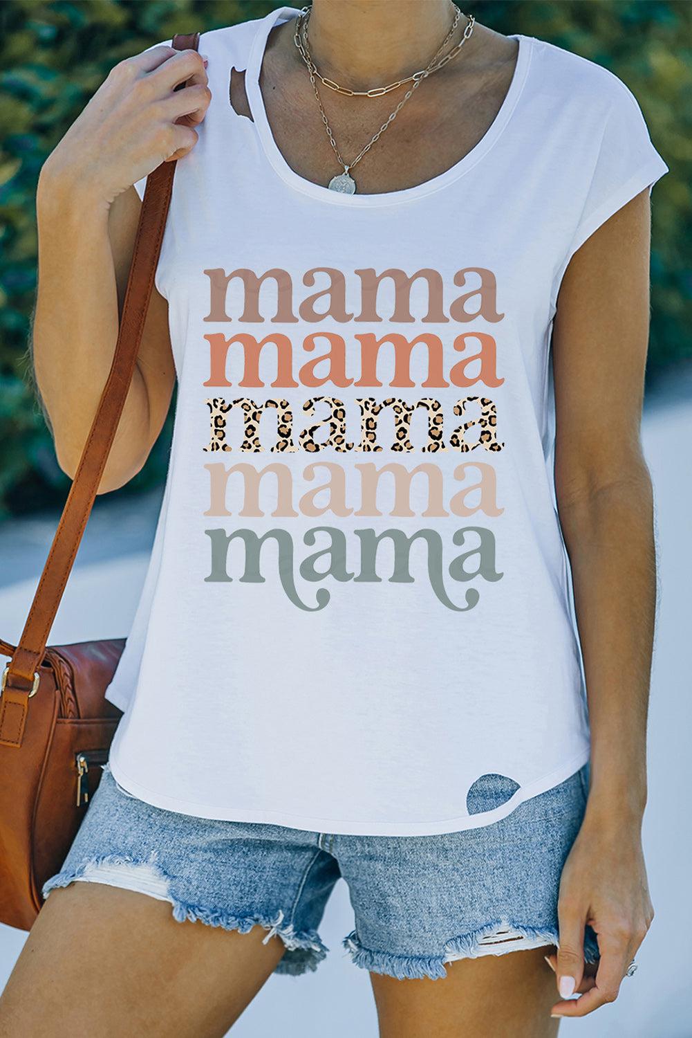 MAMA Graphic Cutout Tee-TOPS / DRESSES-[Adult]-[Female]-White-S-2022 Online Blue Zone Planet