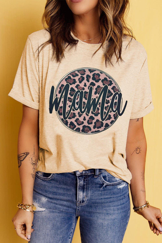 MAMA Leopard Graphic Round Neck Tee BLUE ZONE PLANET