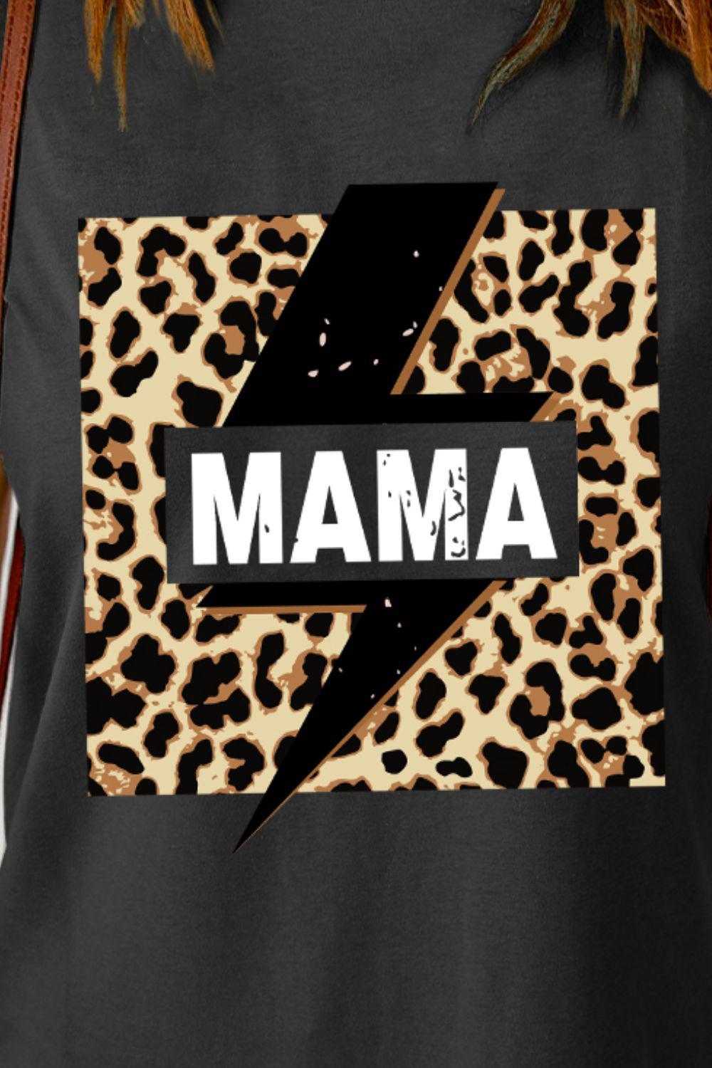 MAMA Leopard Lightning Graphic Tee Shirt BLUE ZONE PLANET
