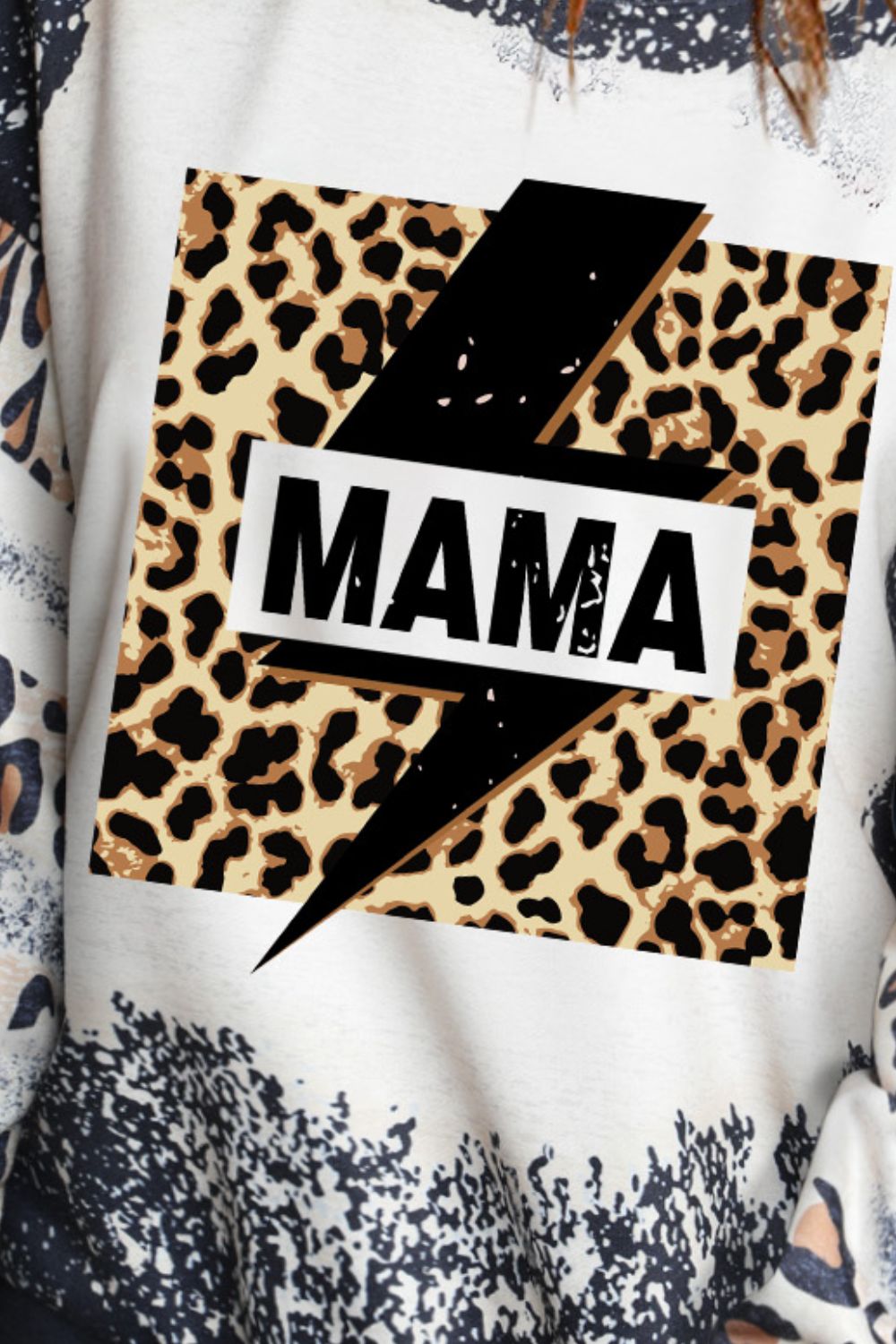 MAMA Lightning Graphic Leopard Sweatshirt BLUE ZONE PLANET