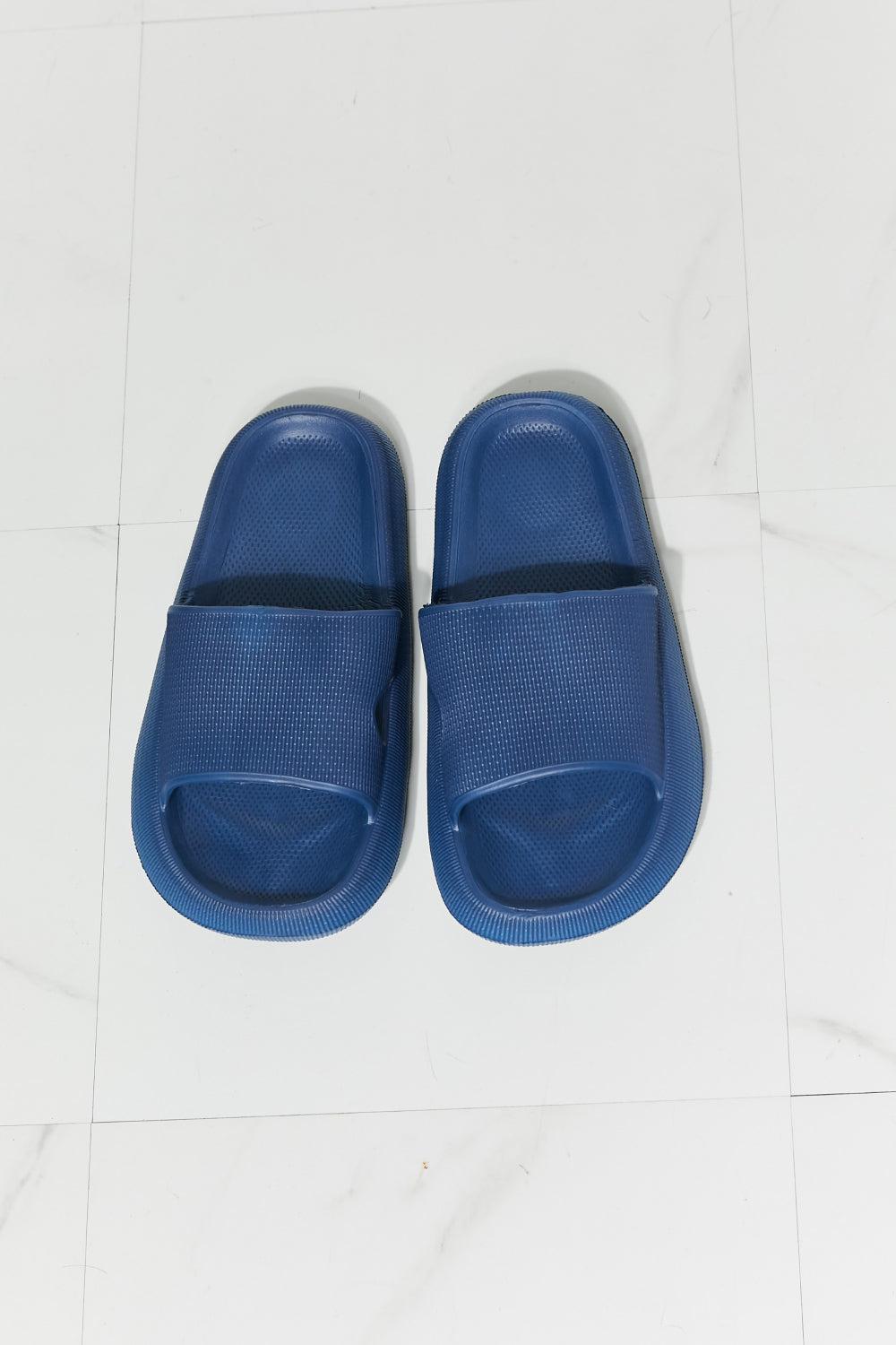 MMShoes Arms Around Me Open Toe Slide in Navy BLUE ZONE PLANET