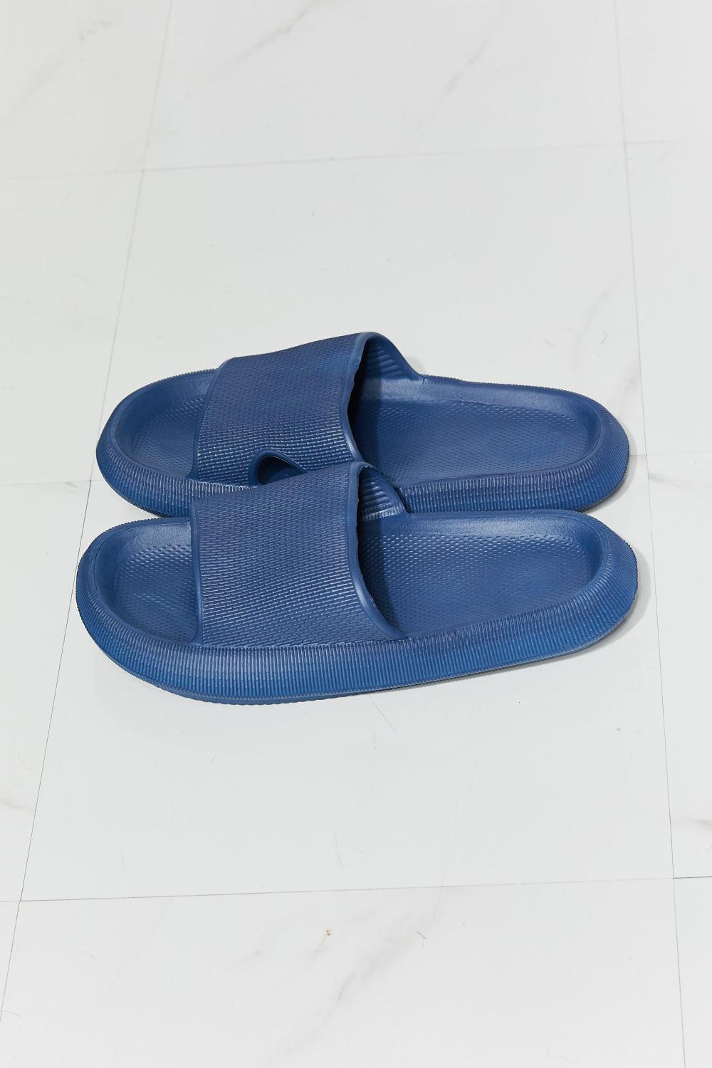 MMShoes Arms Around Me Open Toe Slide in Navy BLUE ZONE PLANET