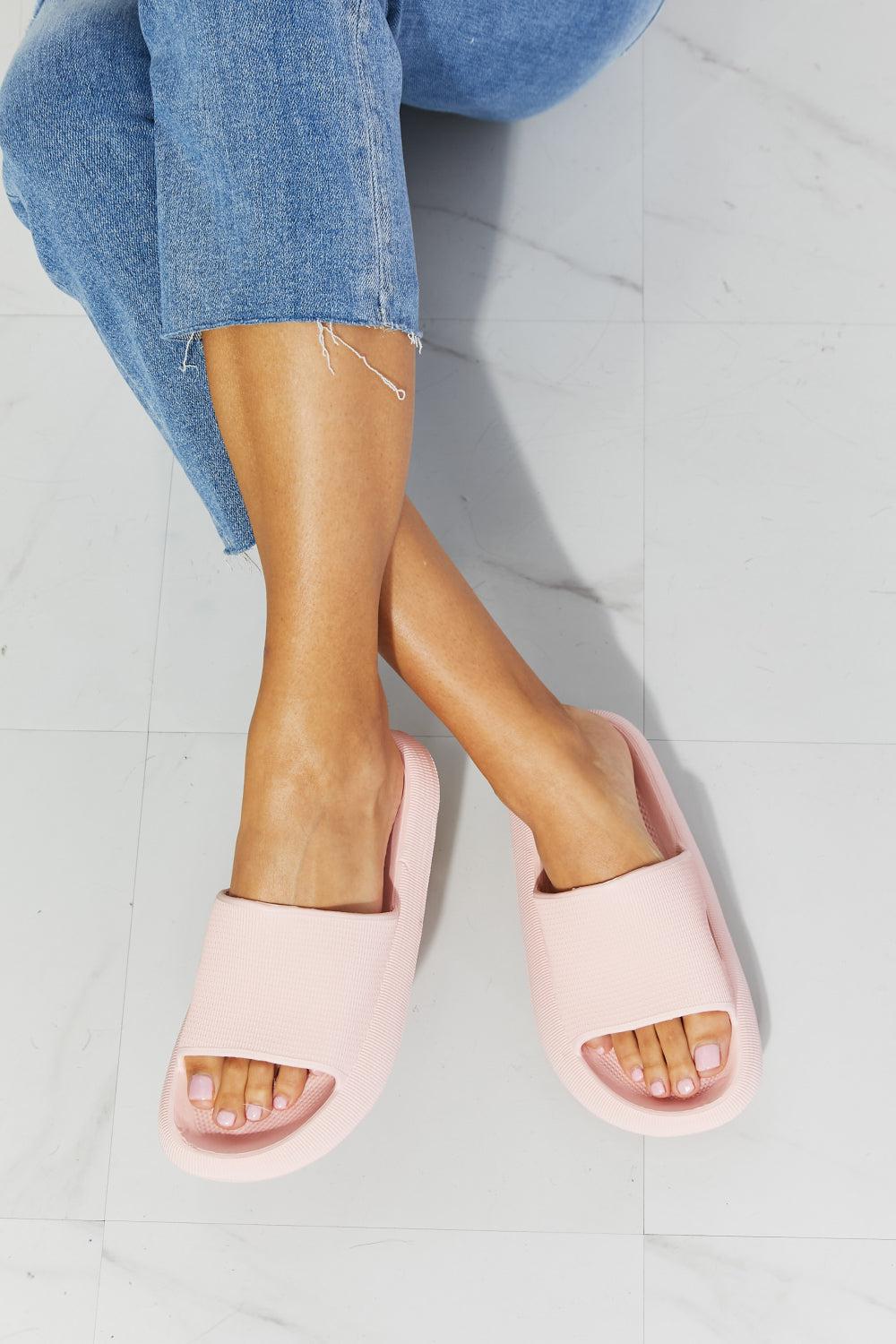 MMShoes Arms Around Me Open Toe Slide in Pink BLUE ZONE PLANET