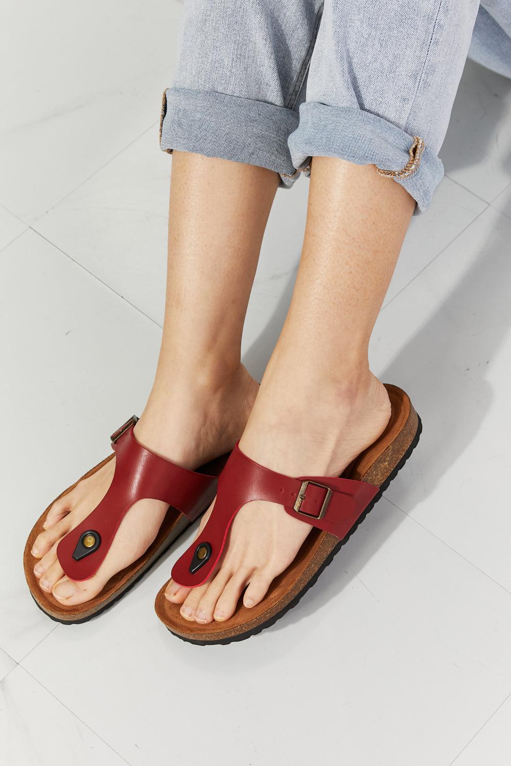 MMShoes Drift Away T-Strap Flip-Flop in Wine BLUE ZONE PLANET