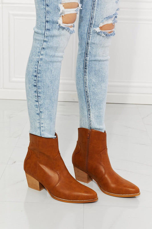 MMShoes Watertower Town Faux Leather Western Ankle Boots in Ochre BLUE ZONE PLANET