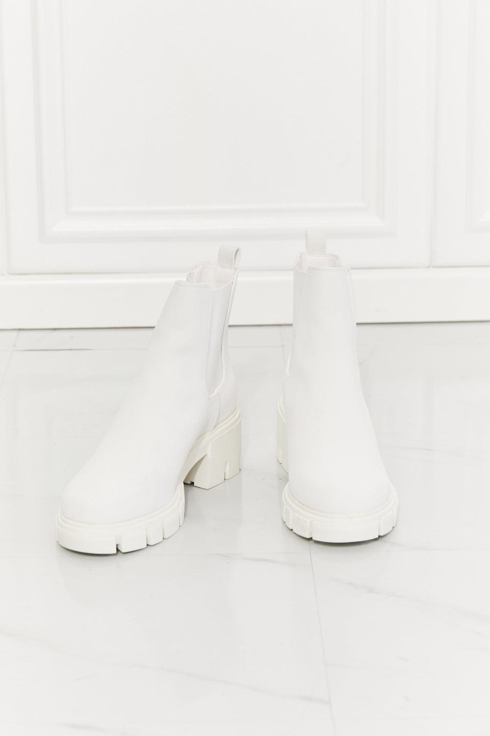 MMShoes Work For It Matte Lug Sole Chelsea Boots in White BLUE ZONE PLANET