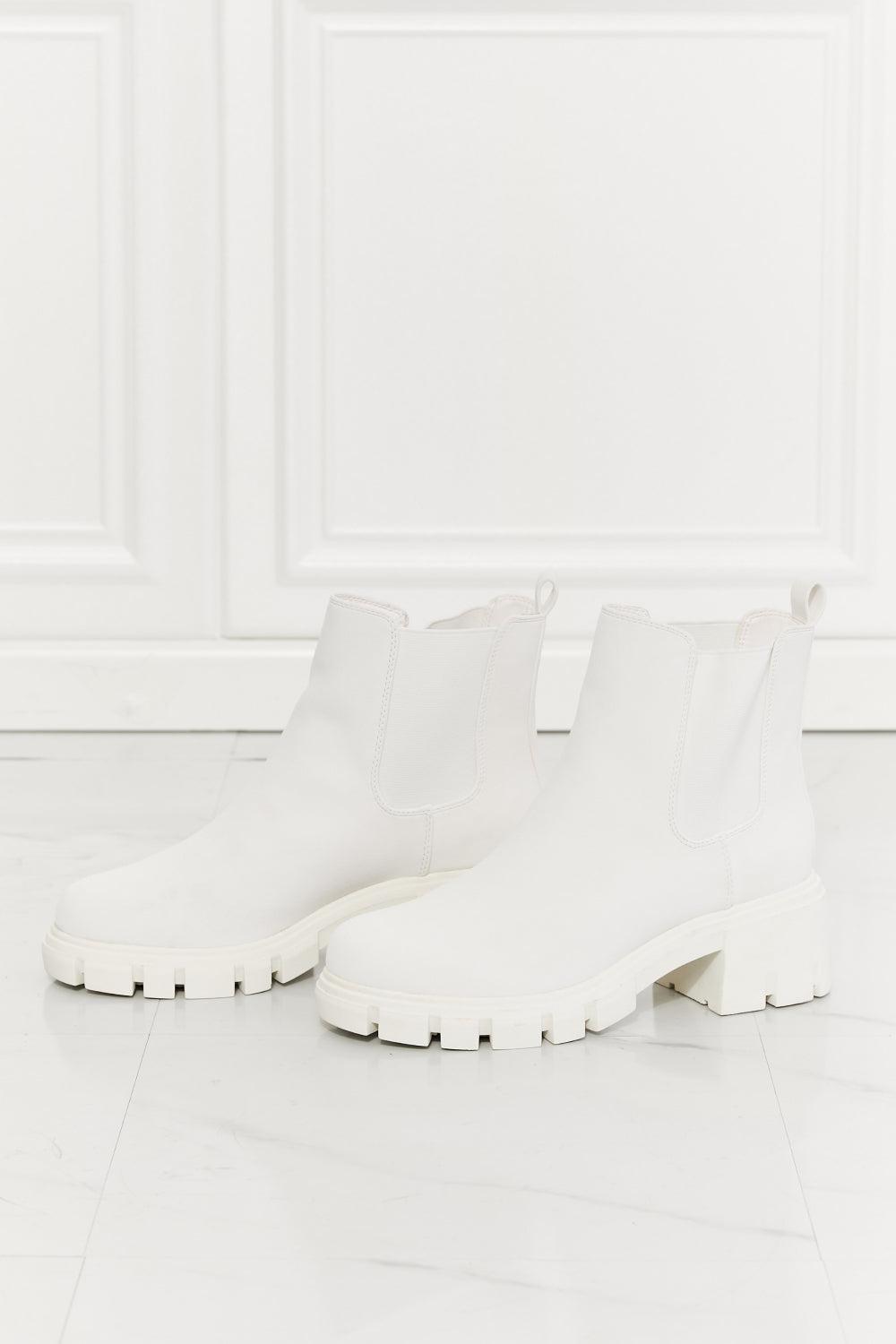 MMShoes Work For It Matte Lug Sole Chelsea Boots in White BLUE ZONE PLANET