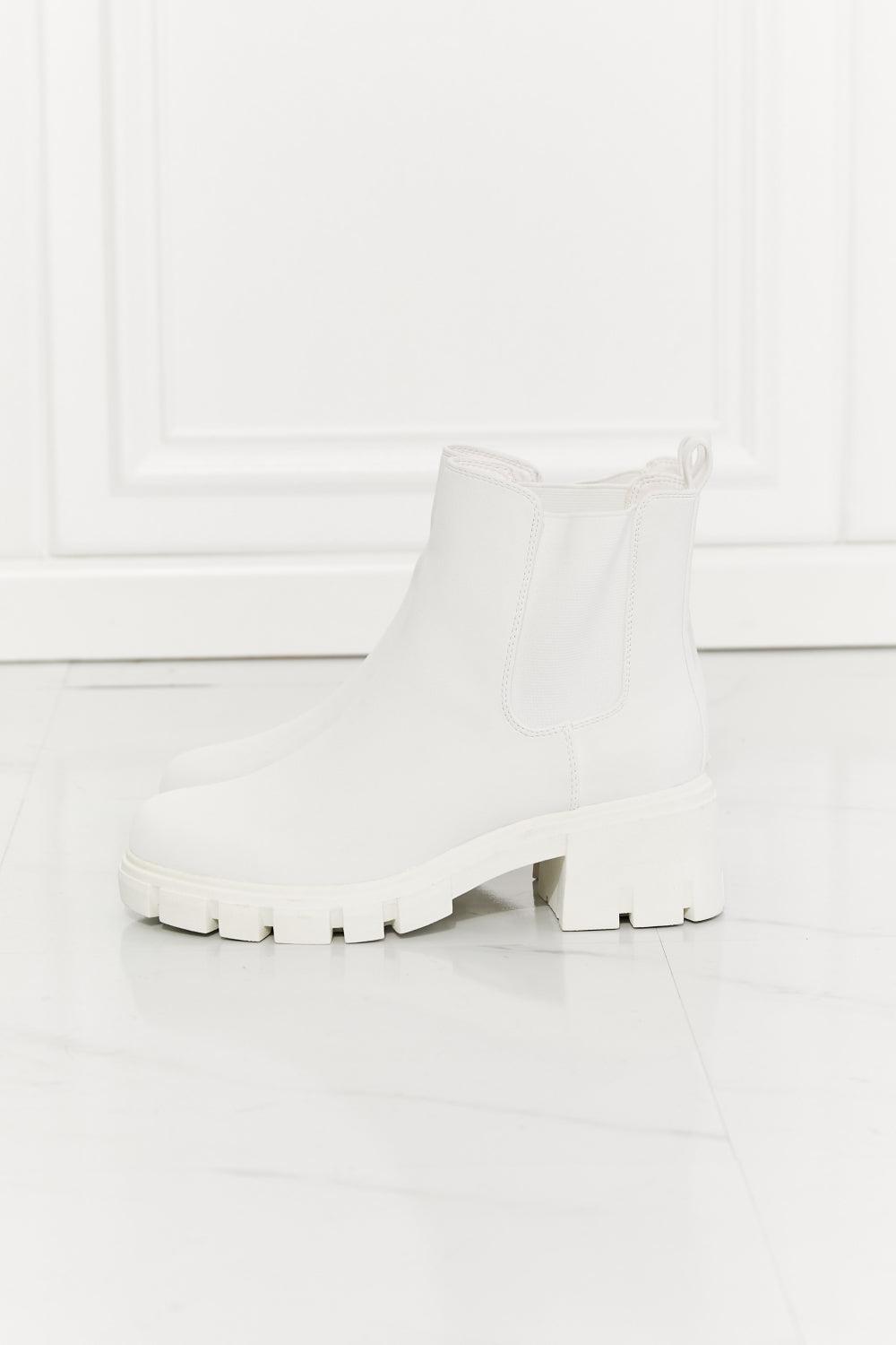 MMShoes Work For It Matte Lug Sole Chelsea Boots in White BLUE ZONE PLANET