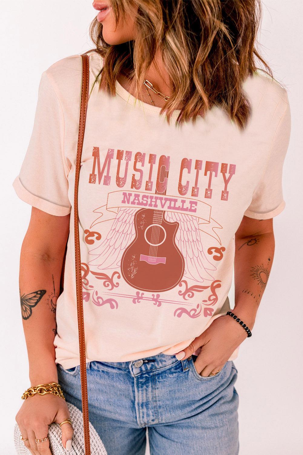 MUSIC CITY Cuffed Short Sleeve Tee BLUE ZONE PLANET