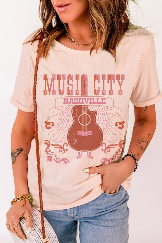 MUSIC CITY Cuffed Short Sleeve Tee BLUE ZONE PLANET