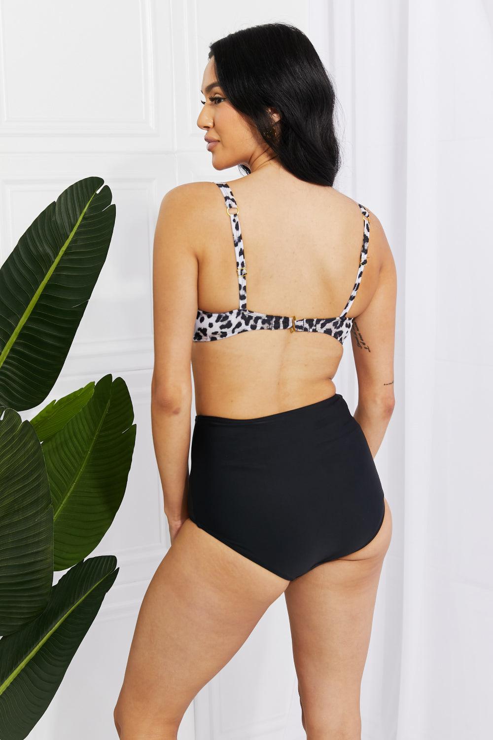 Marina West Swim Take A Dip Twist High-Rise Bikini in Leopard BLUE ZONE PLANET