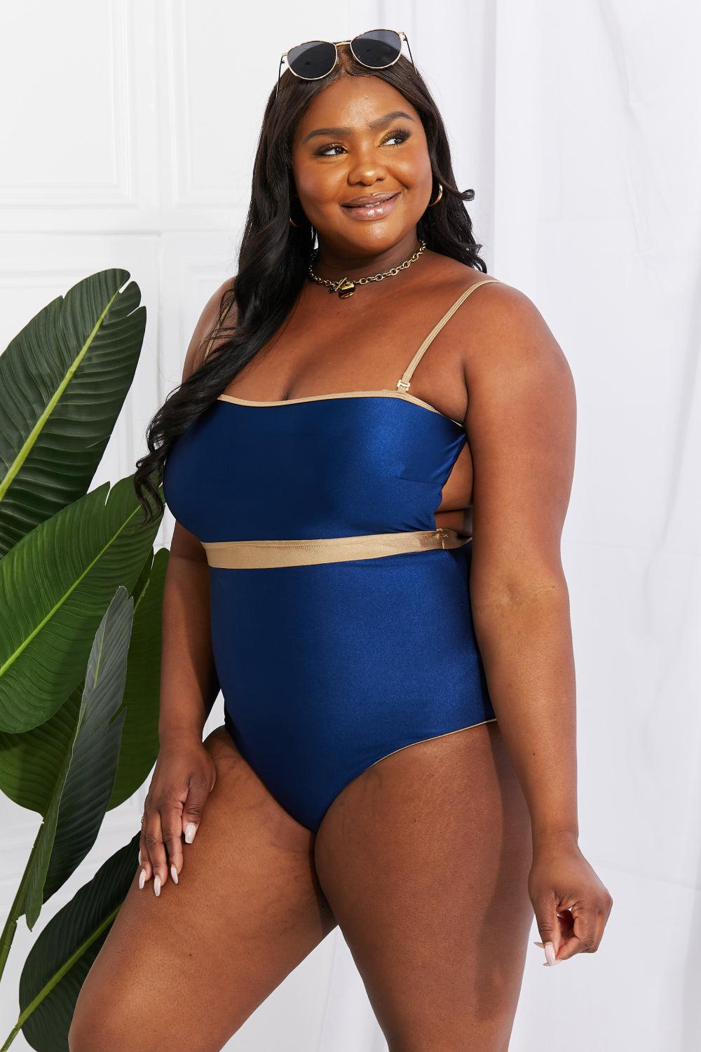 Marina West Swim Wave Break Contrast Trim One-Piece BLUE ZONE PLANET