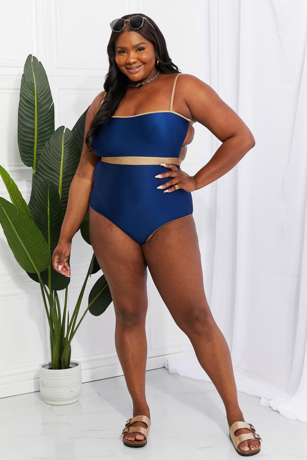 Marina West Swim Wave Break Contrast Trim One-Piece BLUE ZONE PLANET