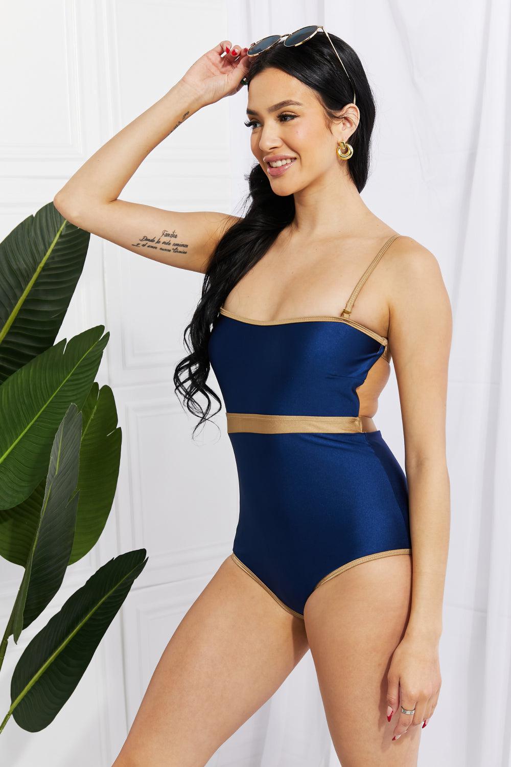 Marina West Swim Wave Break Contrast Trim One-Piece BLUE ZONE PLANET