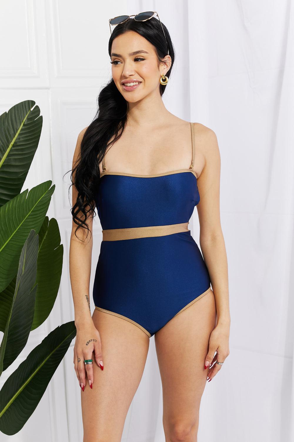 Marina West Swim Wave Break Contrast Trim One-Piece BLUE ZONE PLANET