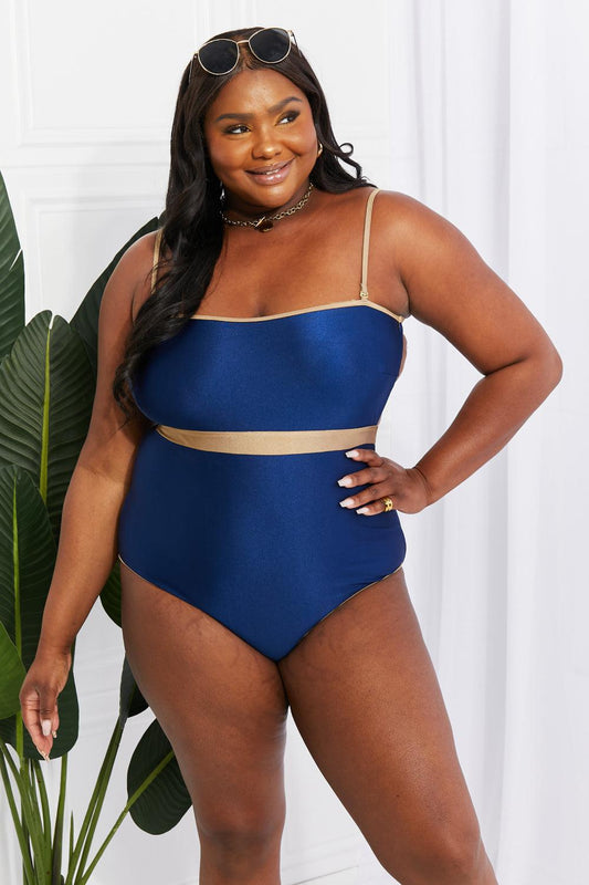 Marina West Swim Wave Break Contrast Trim One-Piece BLUE ZONE PLANET