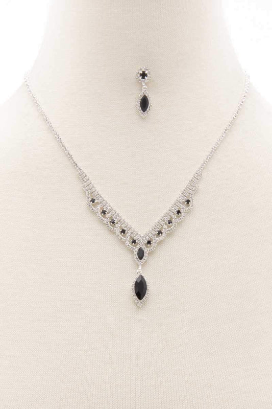 Marquise Shape Rhinestone Necklace Blue Zone Planet