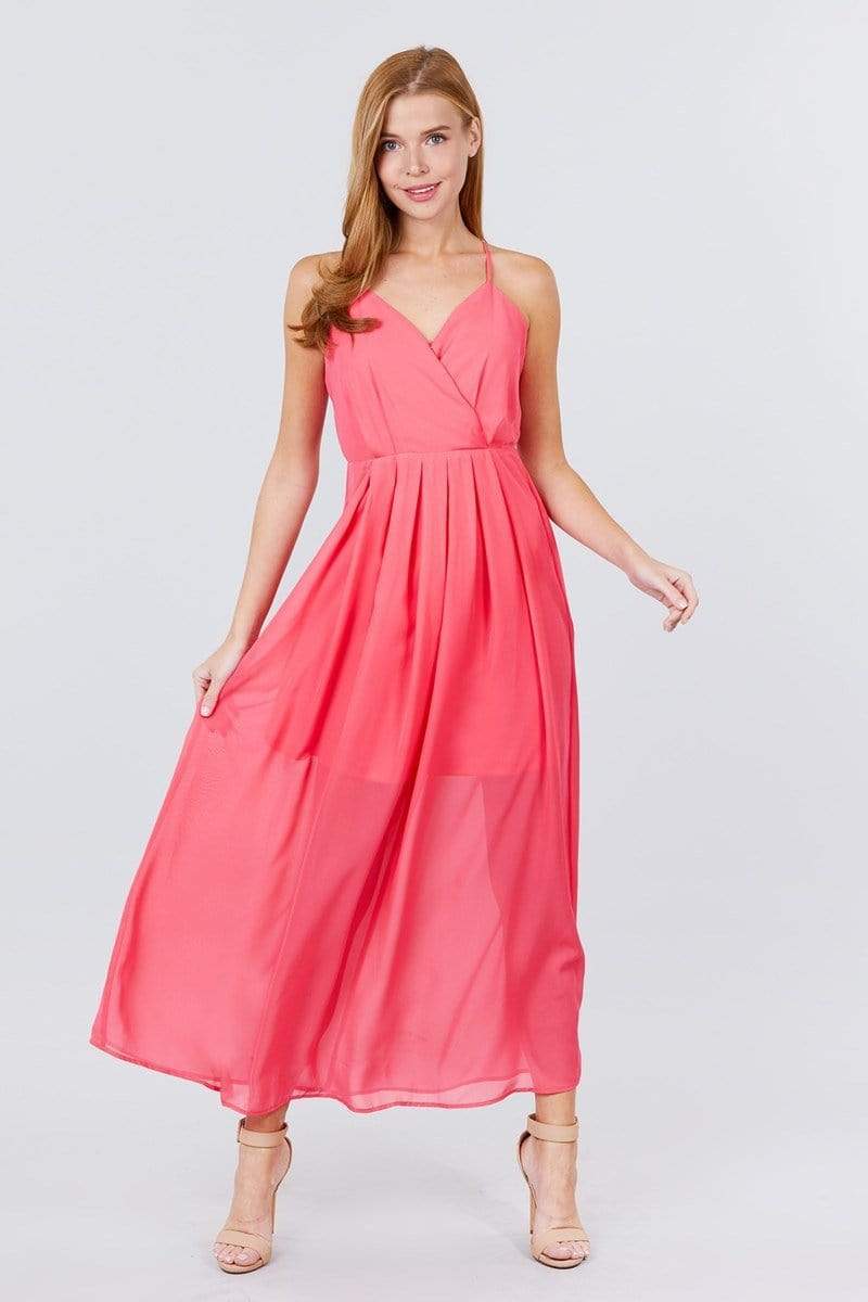 Maxi Cami Dress-TOPS / DRESSES-[Adult]-[Female]-Coral Pink-S-Blue Zone Planet