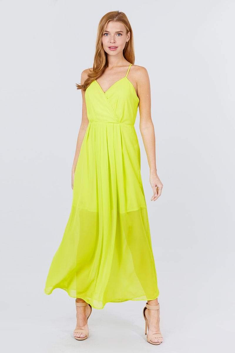 Maxi Cami Dress-TOPS / DRESSES-[Adult]-[Female]-Lime Yellow-S-Blue Zone Planet