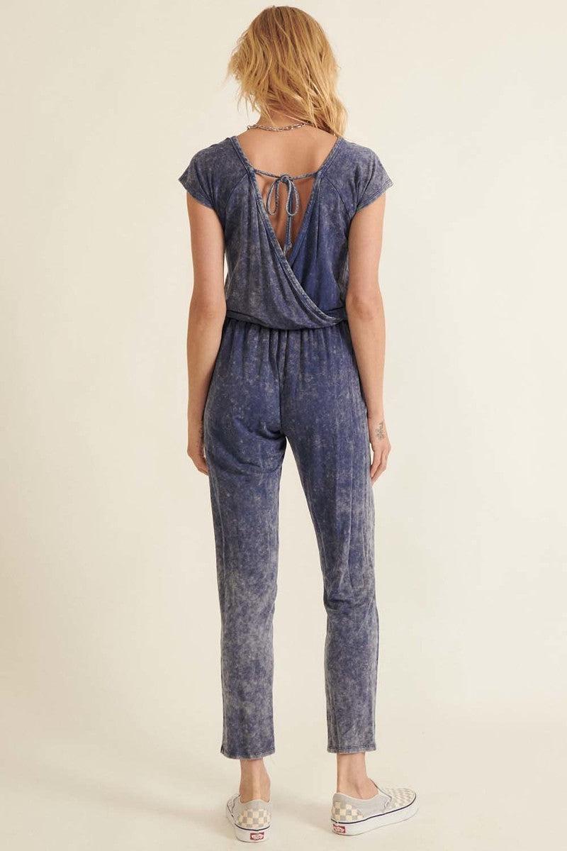 Mineral Washed Finish Knit Jumpsuit Blue Zone Planet