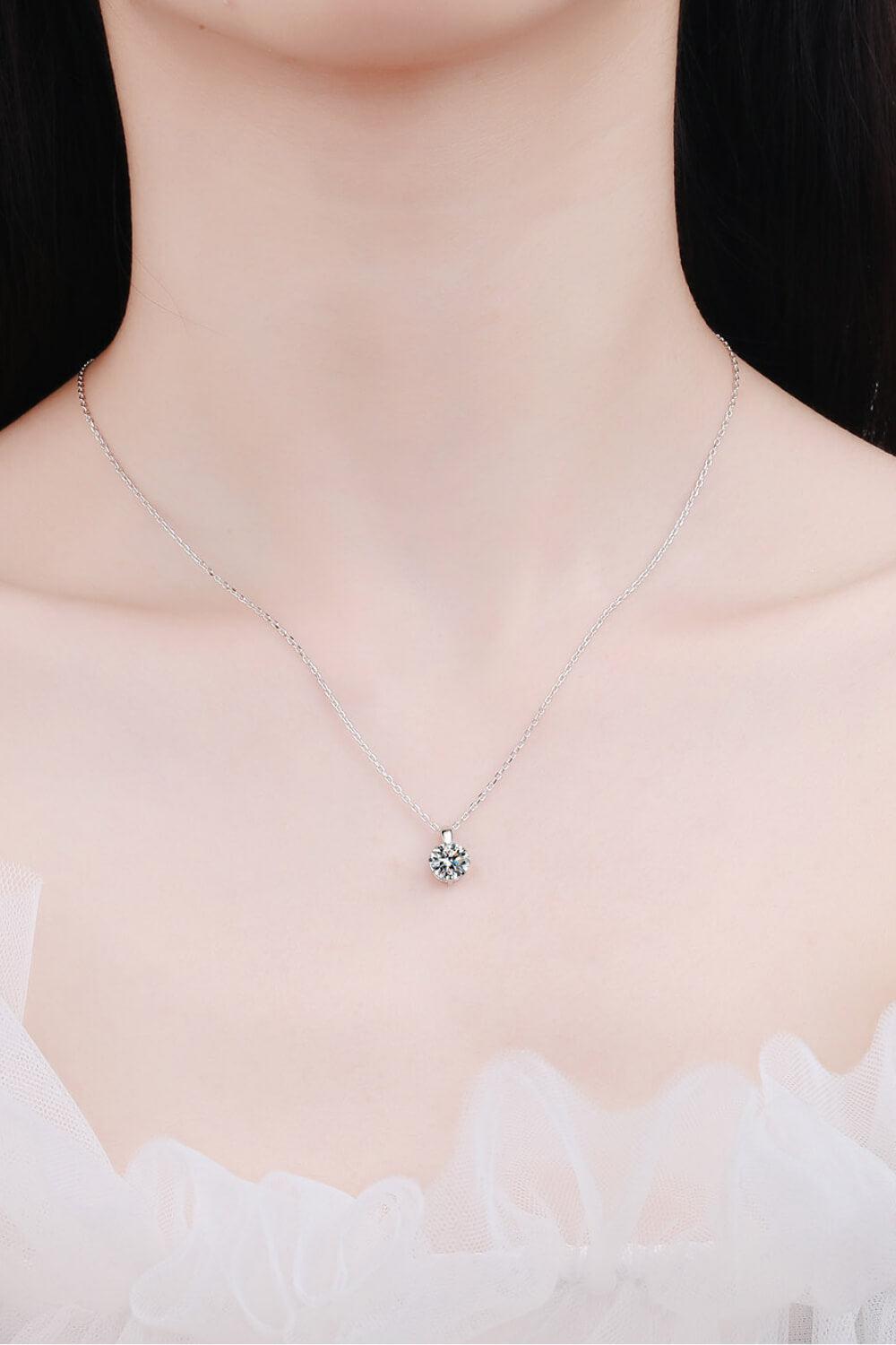 Minimalist 925 Sterling Silver Moissanite Pendant Necklace BLUE ZONE PLANET