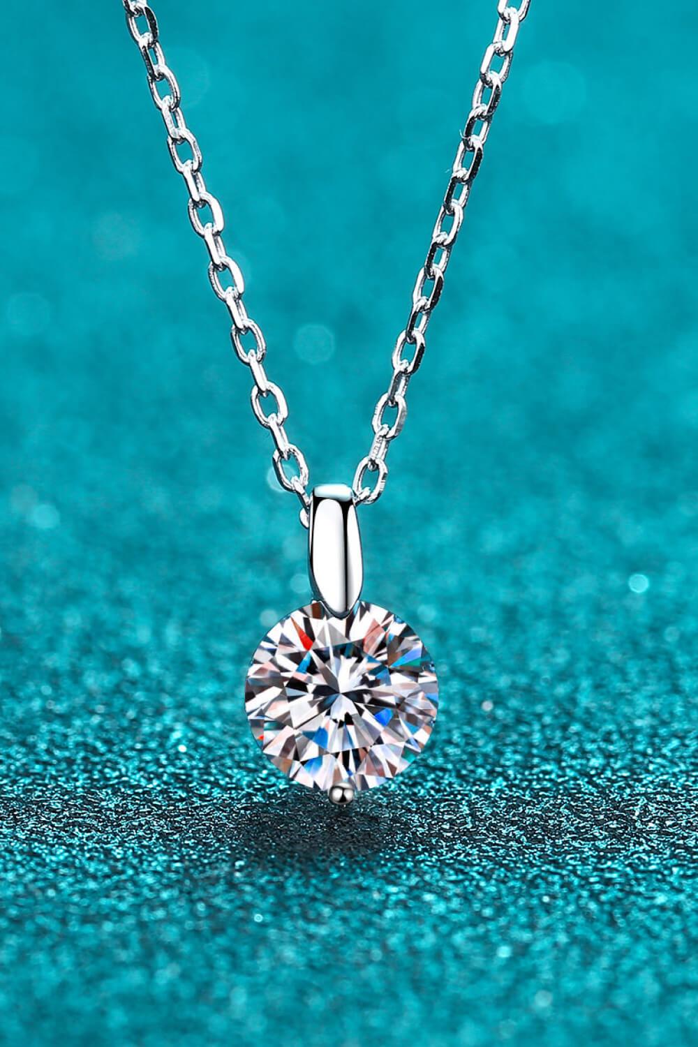 Minimalist 925 Sterling Silver Moissanite Pendant Necklace BLUE ZONE PLANET