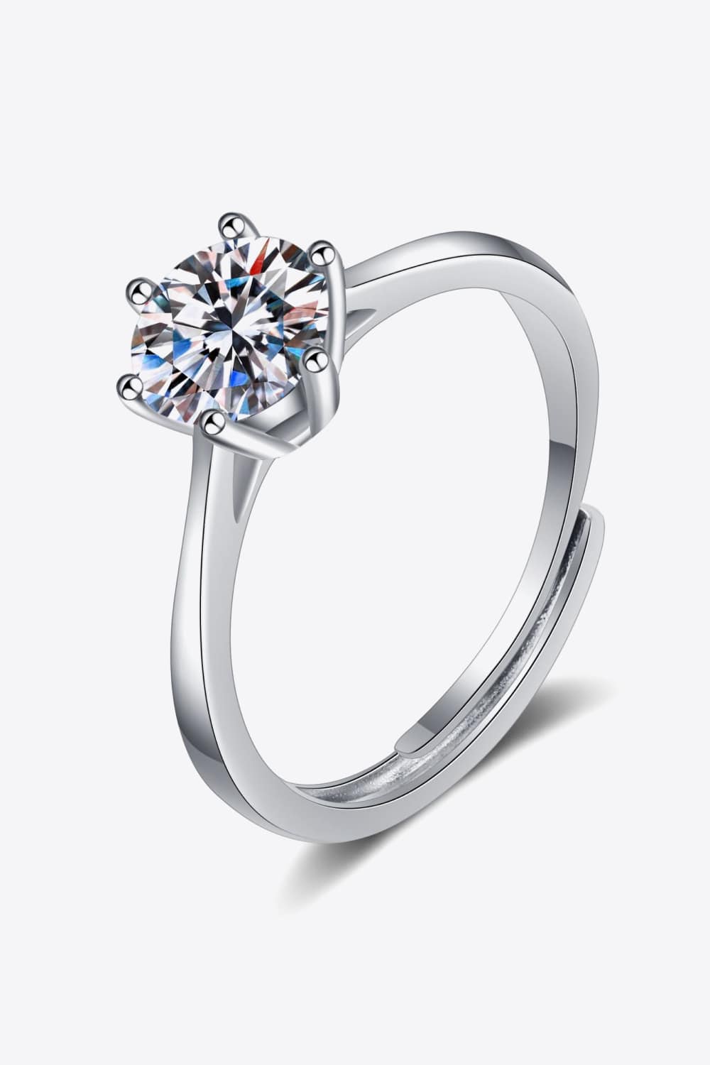 Moissanite 6-Prong Adjustable Ring BLUE ZONE PLANET