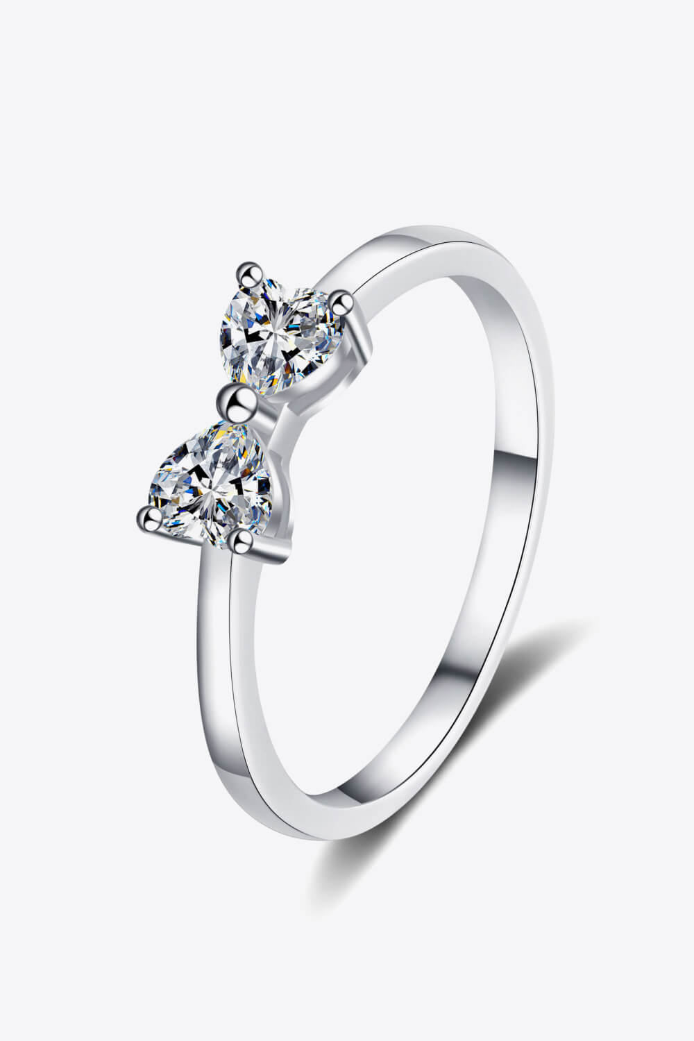 Moissanite Bow Rhodium-Plated Ring BLUE ZONE PLANET