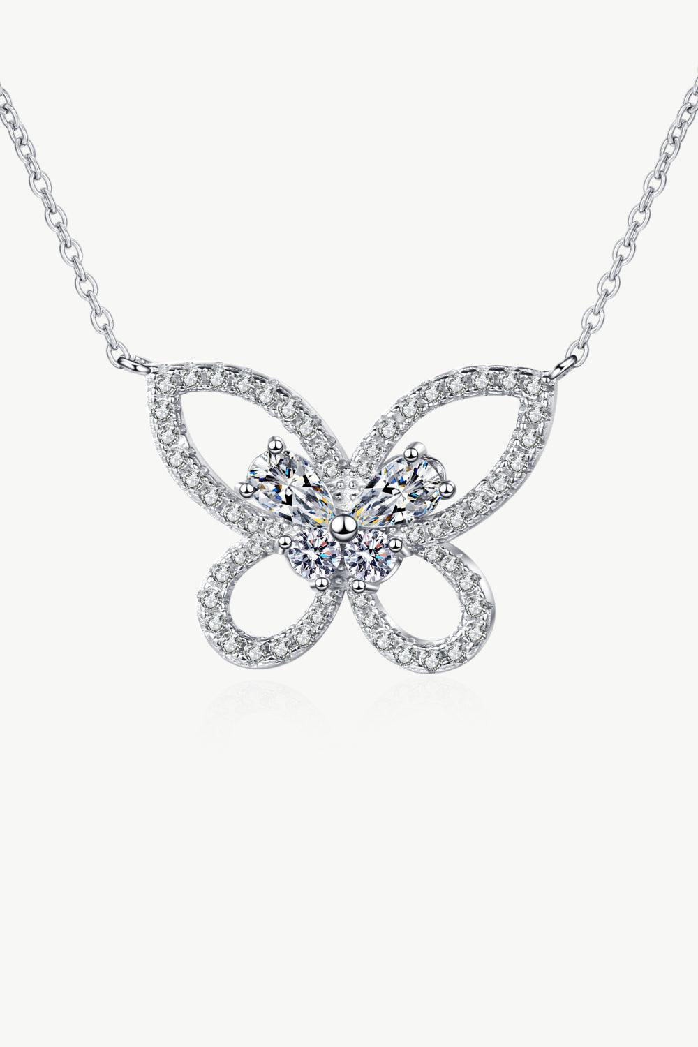 Moissanite Butterfly Pendant Necklace BLUE ZONE PLANET