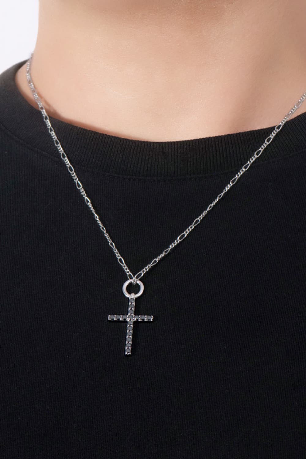 Moissanite Cross Pendant Platinum-Plated Necklace BLUE ZONE PLANET